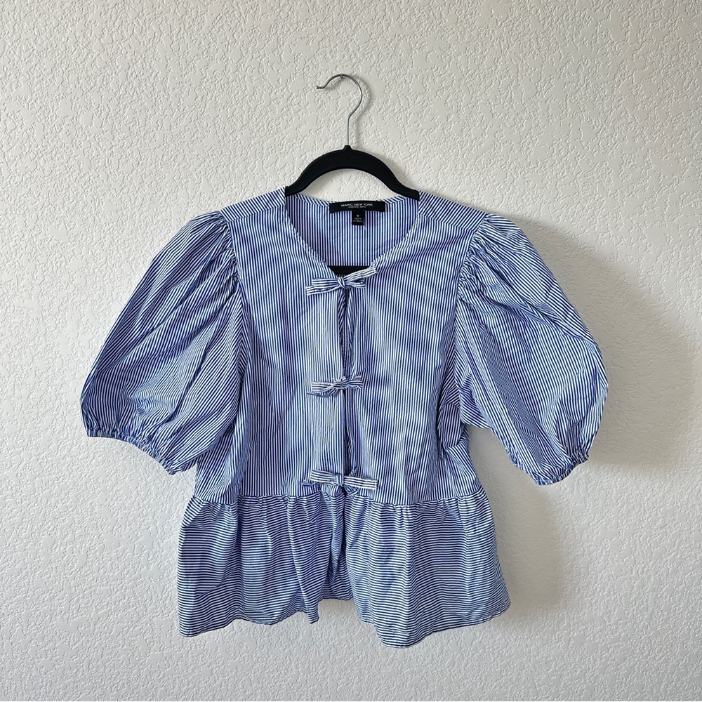 Marc New York Blue and White Striped Blouse